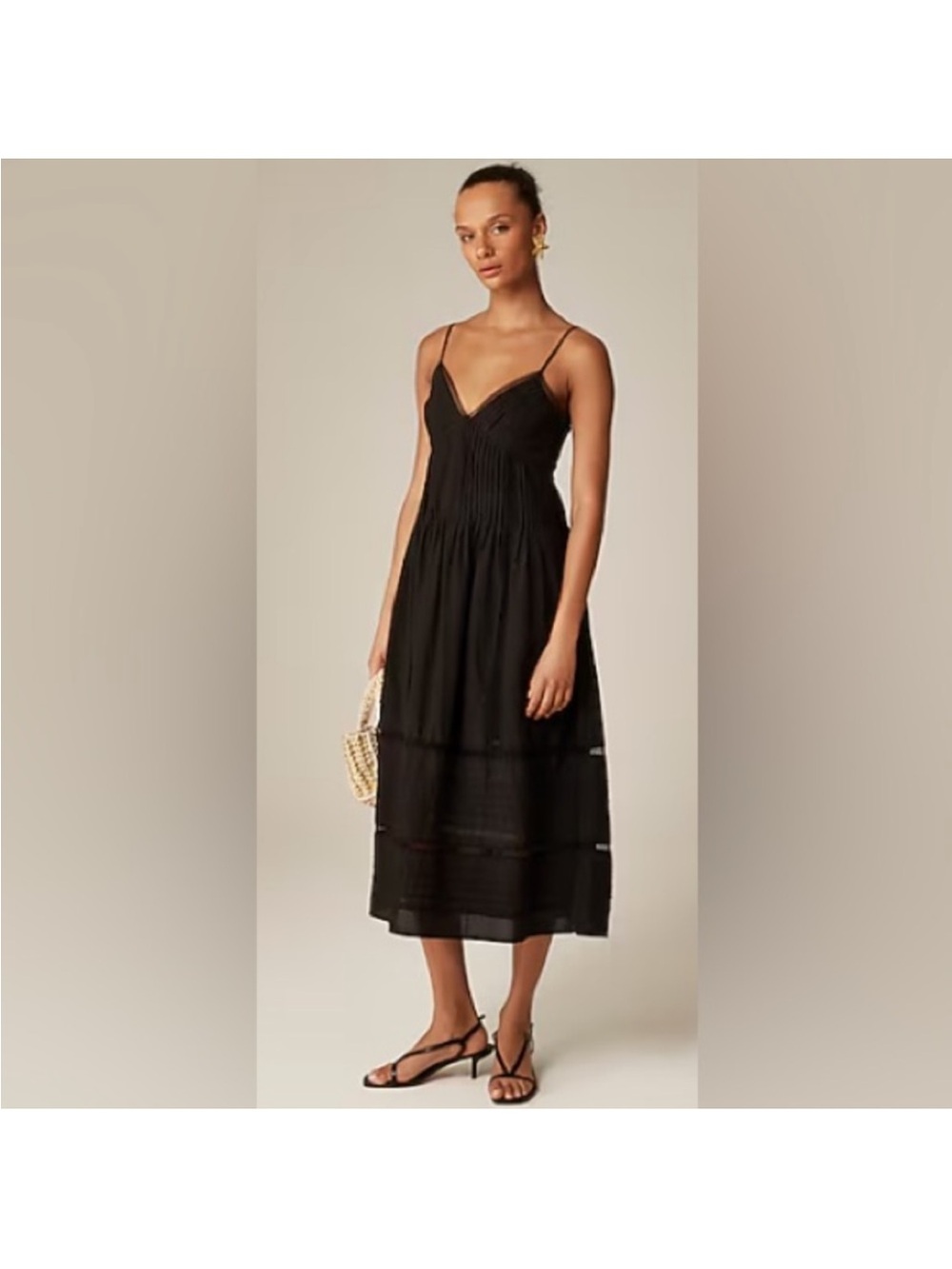J. Crew Milano Dress in Cotton Voile Black Medium